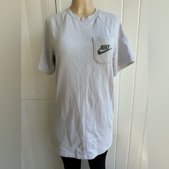 Nike Girls Sportswear Short Sleeve Sweatshirt Tunic T Shirt Gray Dress Size XL - Picture 2 of 6